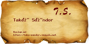 Takó Sándor névjegykártya